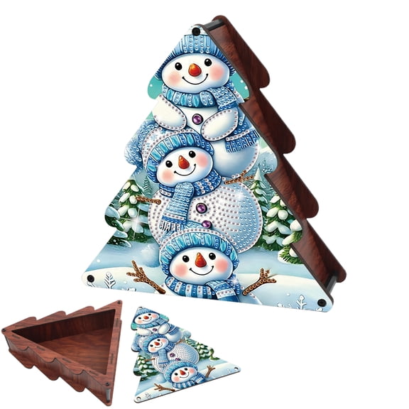 Diamond Painting Kit Storage Box, Snowman 5D DIY Tree-Shaped Storage Box for Organizing Items, Handmade Creative Gift