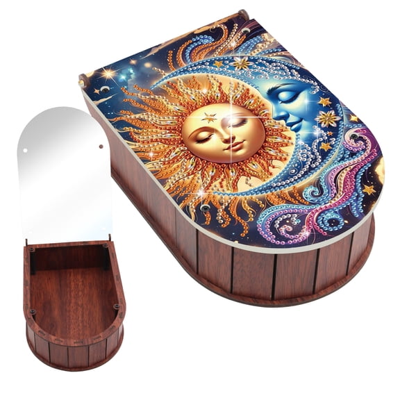 Diamond Painting Kit Storage Box, Sun and Moon 5D DIY Storage Box For organizing desktop items, a creative handmade gift