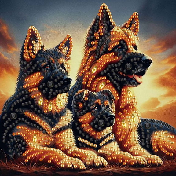 Diamond Painting Kit Stylish German Shepherd Special Shape Creative Diamond Art For Home Decor and Gifts 6.69 x 6.69 in