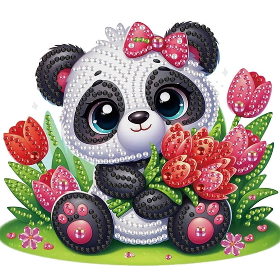 Diamond Painting Kit, Tulip Panda Special Shape Creative Diamond Artwork, for Home Decor and Gifts 6.69 x 6.69 in