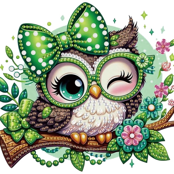 Diamond Painting Kit Whimsical Owl Special Shape Creative Diamond Art For Home Decor and Gifts 6.69 x 6.69 in