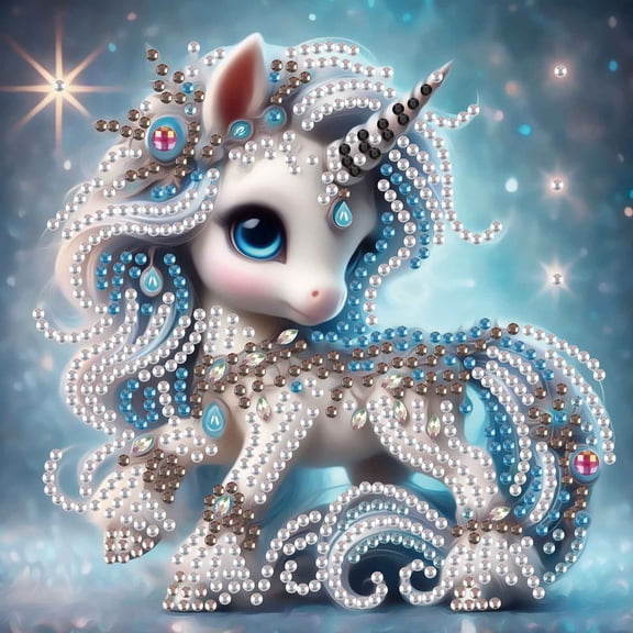 Diamond Painting Kit, White Horse Special Creative Shape, Ideal for Home Decor and Gifts 6.69 x 6.69in