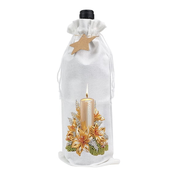 Diamond Painting Kit Wine Bottle Bag, Floral Candle DIY 5D Creative Rhinestone Wine Rack Craft Set Suitable for Bars, Kitchens, and Restaurant Home Decor