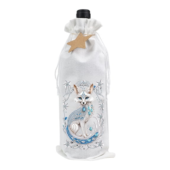 Diamond Painting Kit Wine Bottle Bag, Fox DIY 5D Creative Rhinestone Wine Rack Craft Set Suitable for Bar, Kitchen, and Restaurant Home Decor