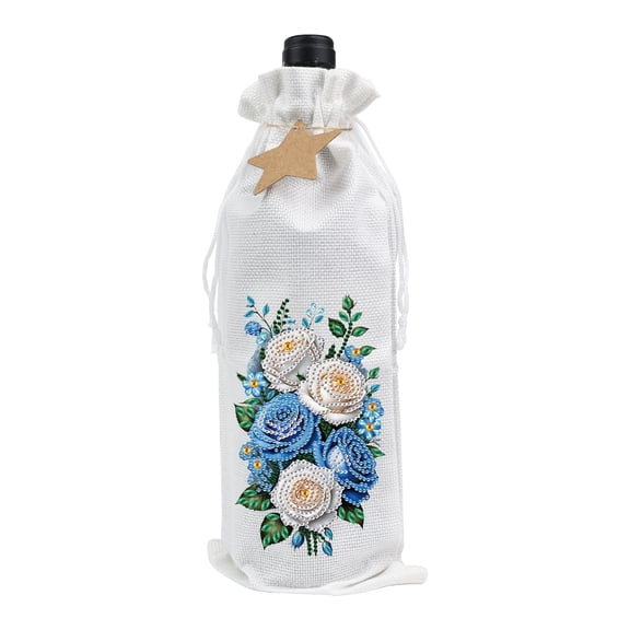 Diamond Painting Kit Wine Bottle Bag, Rose DIY 5D Creative Rhinestone Wine Rack Craft Set Suitable for Bar, Kitchen, and Restaurant Home Decor