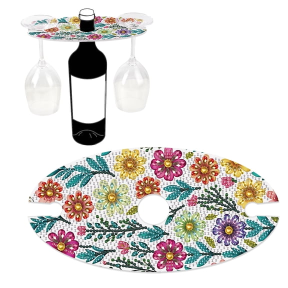 Diamond Painting Kit Wine Rack, Colorful Flowers DIY 5D Creative Rhinestone Wine Rack Craft Set Suitable for Bars, Kitchens, and Dining Rooms as Home Decor