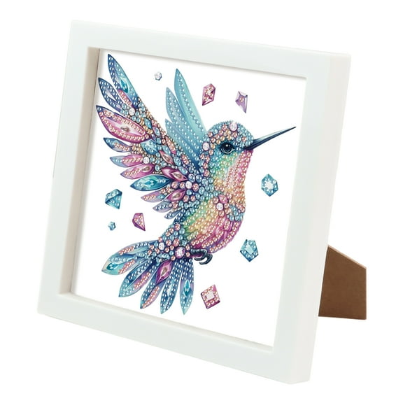 Diamond Painting Kit with Frame Colorful Bird Special Shape Creative Diamond Art For Home Decor and Gifts 6.69 x 6.69 in