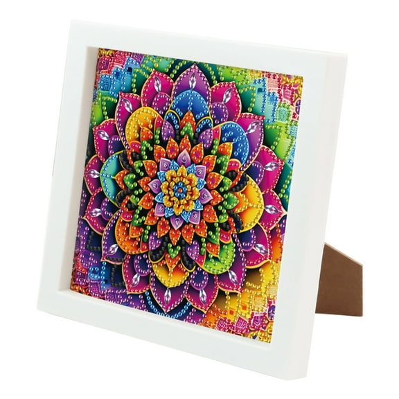 Diamond Painting Kit with Frame Colorful Lotus Special Shape Creative Diamond Art For Home Decor and Gifts 6.69 x 6.69 in