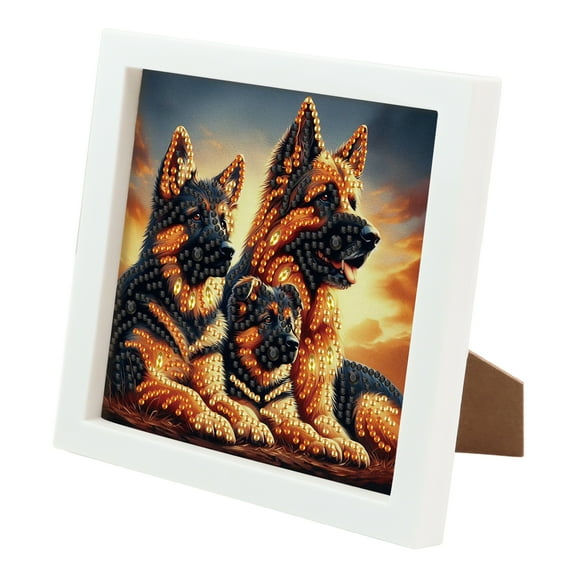 Diamond Painting Kit with Frame Stylish German Shepherd Special Shape Creative Diamond Art For Home Decor and Gifts 6.69 x 6.69 in