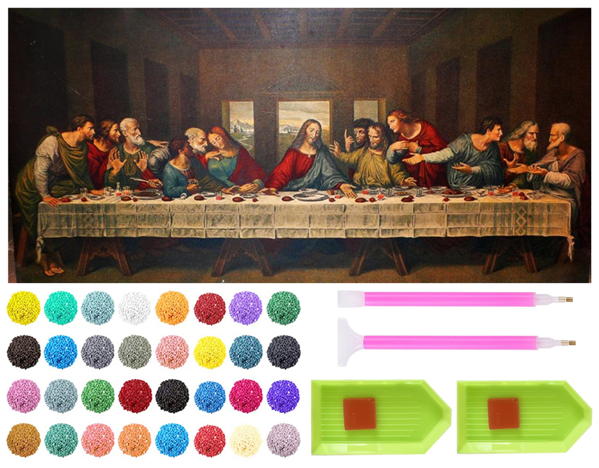 Diamond Painting Kits for Adults, 59x26in The Last Supper Full Drill 5D Diamond Art Kit DIY Paint by Number Diamonds Dots Paintings Gem Art for Home Wall Decoration Gift