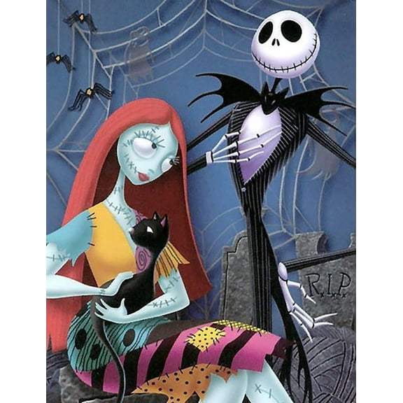 Diamond Painting Kits for Adults 5D DIY Round Diamond Number Kits with Full Drill Large Size 12x16 Inch The Nightmare Before Christmas Diamond Embroidery Paintings for Home, Office, Wall Decor