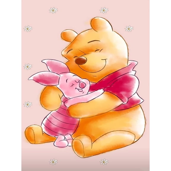 Diamond Painting Kits for Adults 5D DIY Round Diamond Number Kits with Full Drill Large Size 12x16 Inch Pooh Bear And Piglet Diamond Embroidery Paintings for Home, Office, Wall Decor