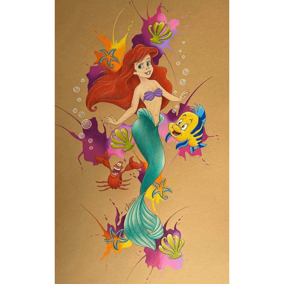 Diamond Painting Kits for Adults,5D Full Round Diamond Diamond Art Kit, Large Dots Diamond Painting for Beginners, DIY Beads for Home Wall Decor, Mermaid Princess 12x16inch