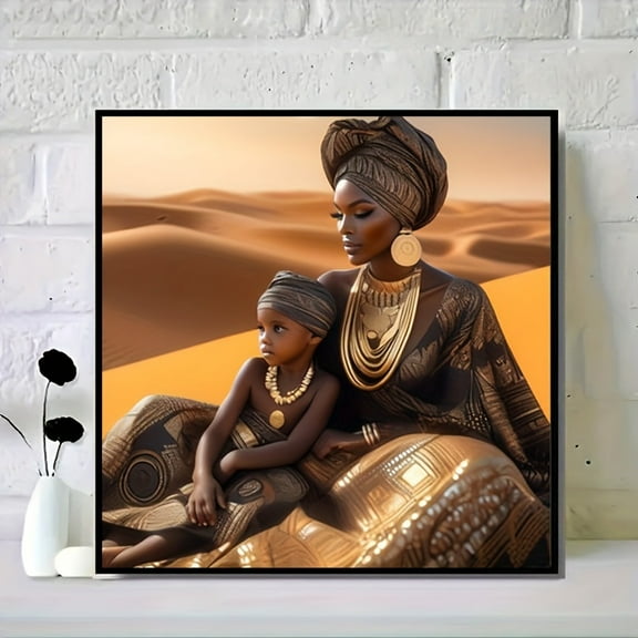 Diamond Painting Kits for Adults African Woman and Child Full Drill DIY Diamond Art for Adults Beginners Picture Art Crystal Painting for Home Wall Decor