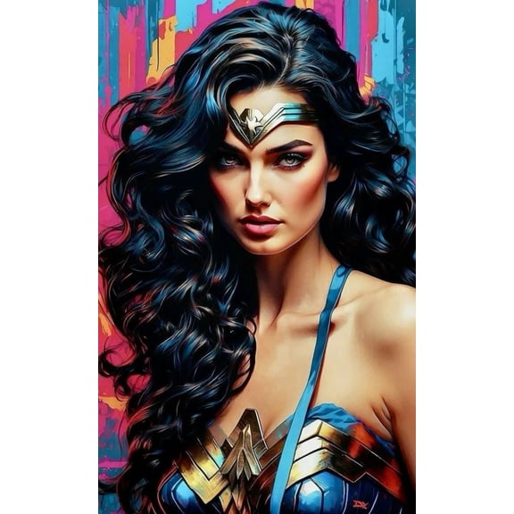 Diamond Painting Kits for Adults&Beginners DIY 5D Diamond Art Paint with Round Diamonds Full Drill Wonder Woman Gem Art Painting Kit for Home Wall Decor Gifts(12x16inch)