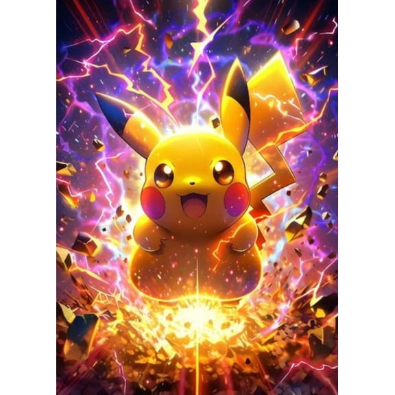 Diamond Painting Kits for Adults&Beginners DIY 5D Diamond Art Paint with Round Diamonds Full Drill Pikachu Gem Art Painting Kit for Home Wall Decor Gifts(12x16inch)