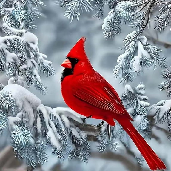 Diamond Painting Kits for Adults, Cardinal 5D DIY Diamond Art Kits for Beginners Round Full Drill Diamond Painting For Home Wall Decoration Gift 12×12inch