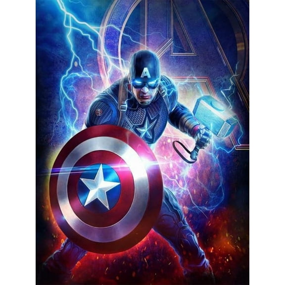 Diamond Painting Kits for Adults Cartoon Beginners Round Full Drill 5D DIY Diamond Art Kits Captain America Picture Art for Home Wall Decor Gift 12x16 inch
