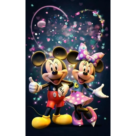 Diamond Painting Kits for Adults Cartoon Beginners Round Full Drill 5D DIY Diamond Art Kits Mickey and Minnie Picture Art for Home Wall Decor Gift 12x16 inch