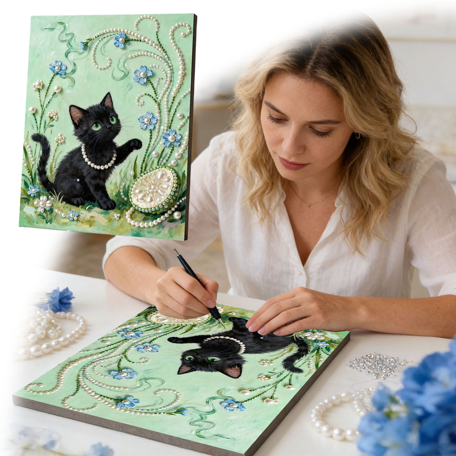 Diamond Painting Kits for Adults, Cat Round Full Drill Diamond Art Kits, 5D DIY Paint with Diamonds Crafts for Home Wall Decoration Gifts Graduation Decorations 2026 Graduation Gifts