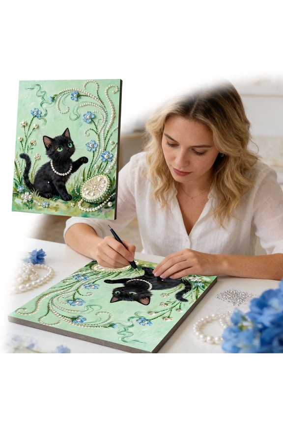 Diamond Painting Kits for Adults, Cat Round Full Drill Diamond Art Kits, 5D DIY Paint with Diamonds Crafts for Home Wall Decoration Gifts Graduation Decorations 2026 Graduation Gifts