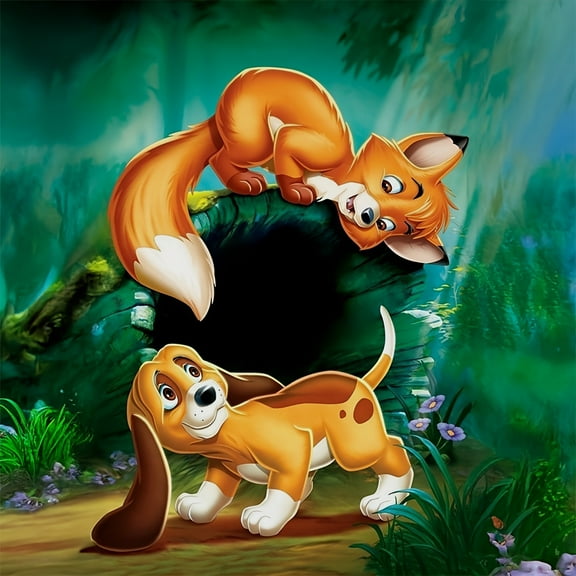 Diamond Painting Kits for Adults The Fox and The Hound Theme Full Drill DIY Diamond Art for Adults Beginners Picture Art Crystal Painting for Home Wall Decor