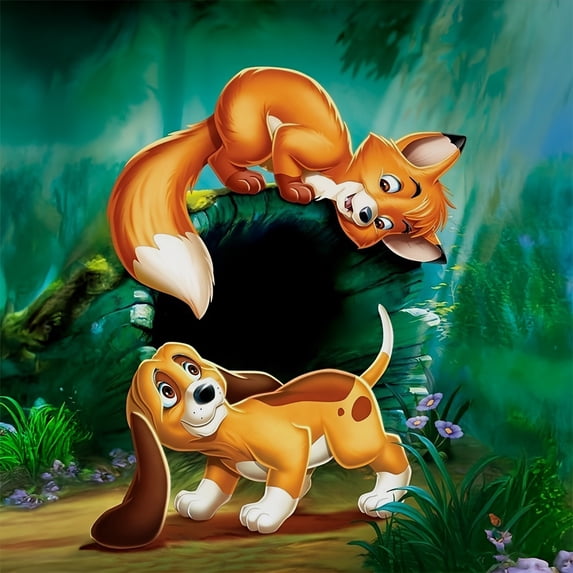 Diamond Painting Kits for Adults The Fox and The Hound Theme Full Drill DIY Diamond Art for Adults Beginners Picture Art Crystal Painting for Home Wall Decor