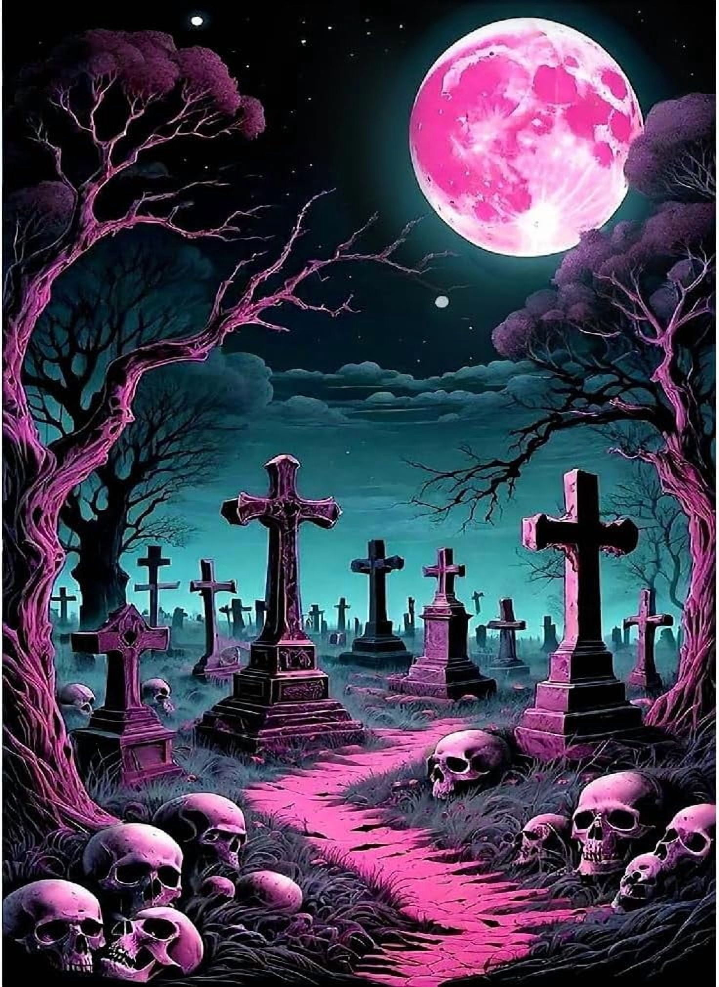 Diamond Painting Kits for Adults - Halloween Diamond Art Kits for Adults Beginner, Skullhead DIY Full Drill Diamond Dots Paintings with Diamonds 5D Gem Art and Crafts Home Wall Decor 12x16inch