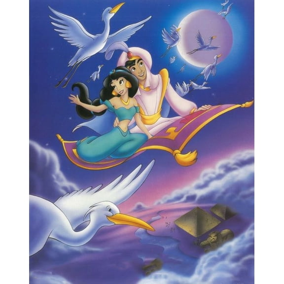 Diamond Painting Kits for Adults and KidsAladdin Magic Lamp Flying Carpet Prince and PrincessFull Drill Round Rhinestone Paint with Diamonds,Cross Stitch Embroidery ArtDiamond Art (12X16 Inch)