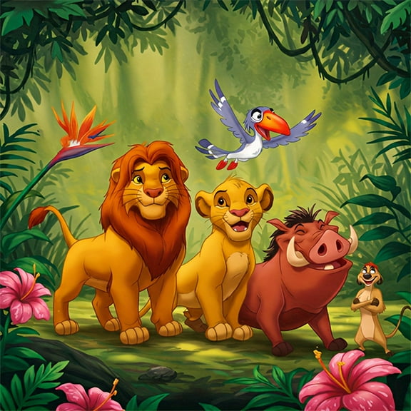 Diamond Painting Kits for Adults Lion King Simba, Pumbaa, and Friends Full Drill DIY Diamond Art for Adults Beginners Picture Art Crystal Painting for Home Wall Decor