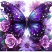 Diamond Painting Kits for Adults, Purple Butterfly Diamond Art Kits for Beginners, 5D DIY Flower Full Drill Diamond Painting Gem Art Crafts for Home Decor 11.8x11.8 inches