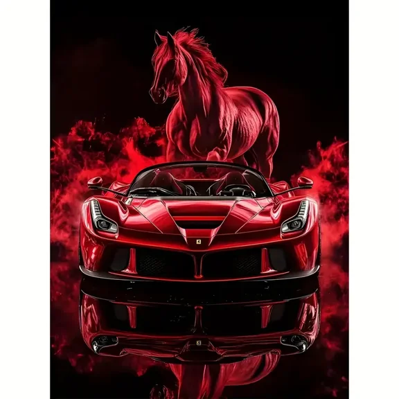 Diamond Painting Kits for Adults - Red Sports Car Theme Diamond Art Kits for Adults,Round 5D Gem Art Kits for Adult DIY Crafts Kits Gift Home Wall Decor Gifts