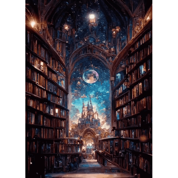 Diamond Painting Kits for Adults, Starry Sky Library Diamond Art Kits for Beginners, 5D Starry Sky Castle Library Book Diamond Art Painting, DIY Full Drill Gem Art Craft for Home Decor 12x16Inch