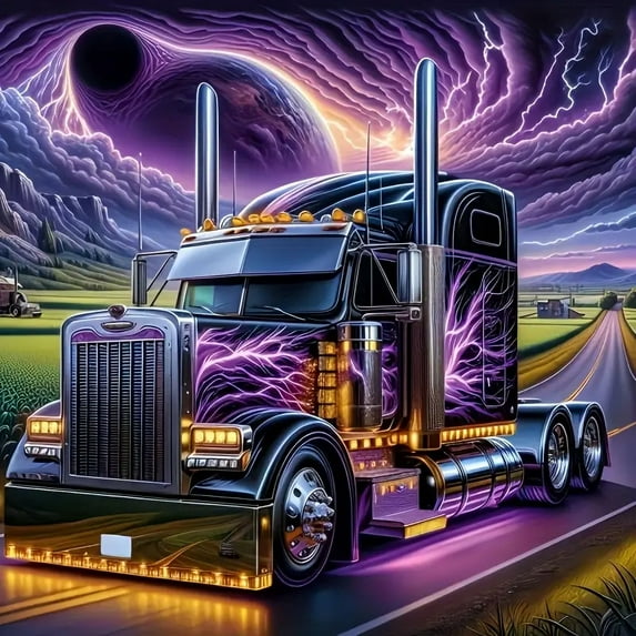 Diamond Painting Kits for Adults - Vibrant Semi-Truck Diamond Art Kits for Adults,Round 5D Scenery Gem Art Kits for Adult DIY Crafts Kits Gift Home Wall Decor Gifts