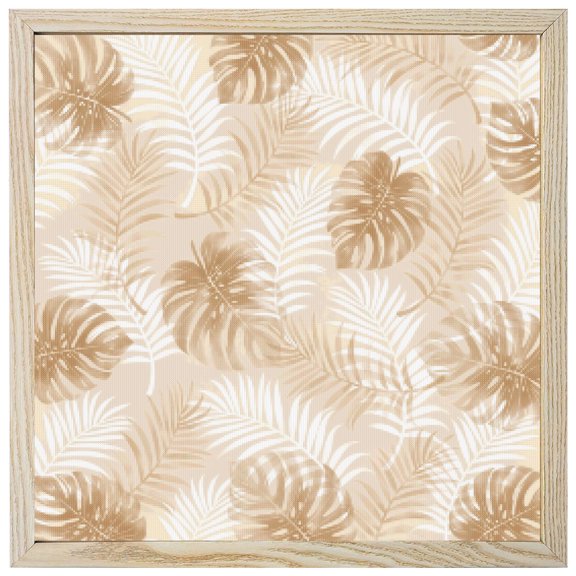 Diamond Painting Kits Beige Palm Leaves 5D Diamond Painting Dots Gem Craft Framed Canvas Summer Tropical Monstera Leaf Full Drill Diamond Art Paintings for Living Room Wall Decor 12x12 Inch