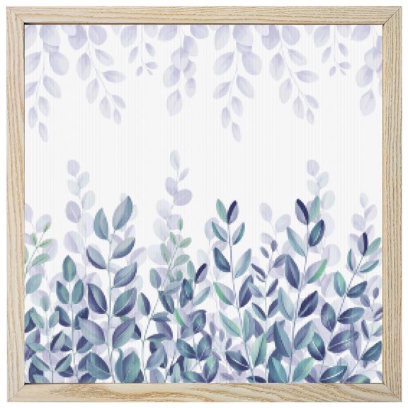 Diamond Painting Kits Blue Eucalyptus Leaf 5D Diamond Painting Dots Gem Craft Framed Canvas Spring Watercolor Leaves Full Drill Diamond Art Paintings for Living Room Wall Decor 12x12 Inch