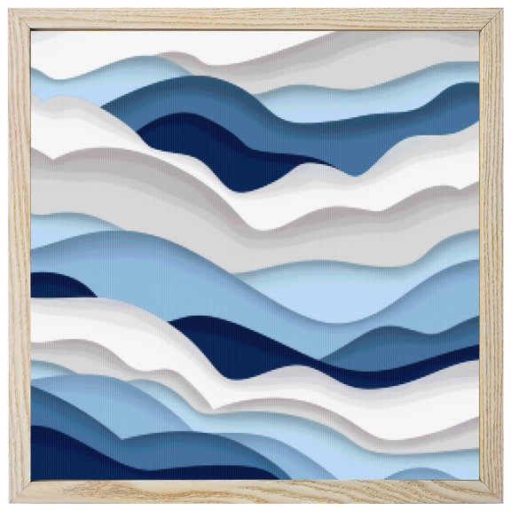 Diamond Painting Kits Blue Ocean 5D Diamond Painting Dots Gem Craft Framed Canvas Abstract Waves Ombre Full Drill Diamond Art Paintings for Adults Beginners Living Room Home Wall Decor 12x12 Inch