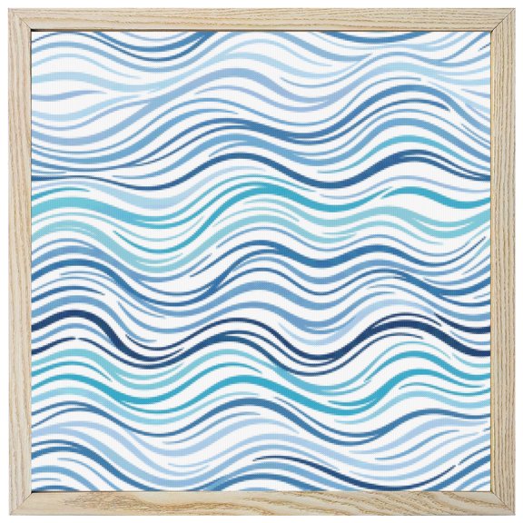 Diamond Painting Kits Blue Ocean Waves 5D Diamond Painting Dots Gem Craft Framed Canvas Abstract Twist Lines Full Drill Diamond Art Paintings for Adults Beginners Living Room Wall Decor 12x12 Inch