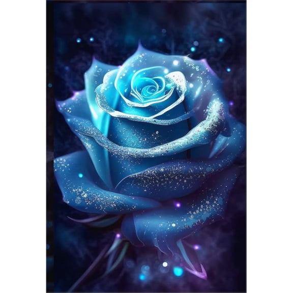 Diamond Painting Kits Blue Roses - Diamond Art 5D Beginners Crystal Rhinestone Round Diamond Cross Stitch Kits - for Study Room Decor and Gifts