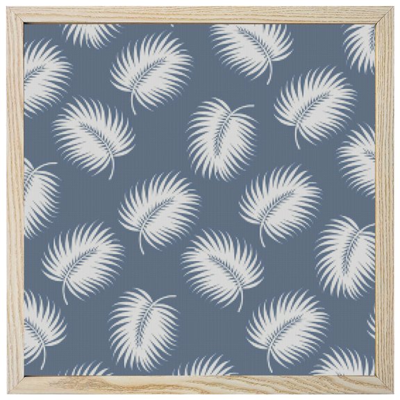 Diamond Painting Kits Blue Tropical Leaves 5D Diamond Painting Dots Gem Craft Framed Canvas Palm Fronds Leaf Full Drill Diamond Art Paintings for Adults Beginners Living Room Wall Decor 12x12 Inch