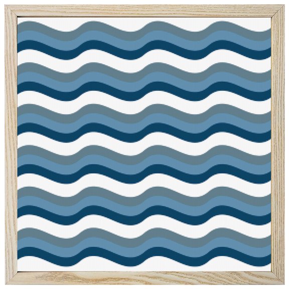 Diamond Painting Kits Blue Waves Stripes 5D Diamond Painting Dots Gem Craft Framed Canvas Nautical Ocean Striped Full Drill Diamond Art Paintings for Living Room Wall Decor 12x12 Inch