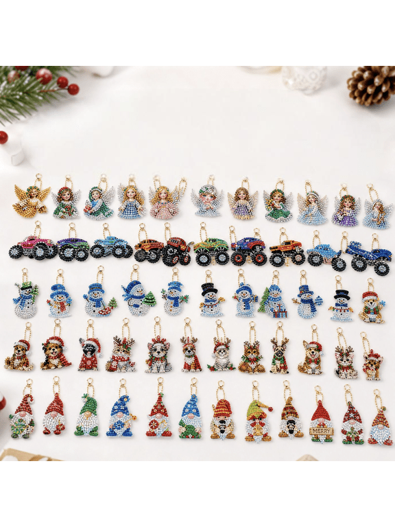 Diamond Painting Kits, Christmas Diamond Art Kits for Adults, Diamond Art Christmas Ornaments, Craft Kits for Adults, Christmas Decorations, 10 Pcs Themed 5D Diamond Painting