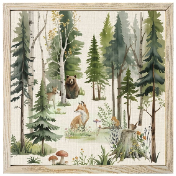 Diamond Painting Kits Forest Animal 5D Diamond Painting Dots Gem Craft Framed Canvas Woodland Trees Bear Fox Deer Bird Full Drill Diamond Art Paintings for Living Room Wall Decor 12x12 Inch