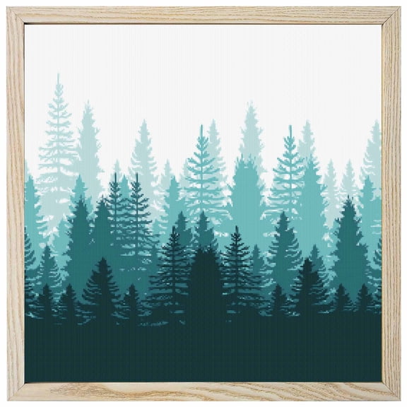 Diamond Painting Kits Forest Tree 5D Diamond Painting Dots Gem Craft Framed Canvas Misty Forest Landscape Nature Full Drill Diamond Art Paintings for Living Room Wall Decor 12x12 Inch