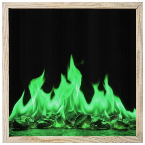 Diamond Painting Kits Green Flames 5D Diamond Painting Dots Gem Craft Framed Canvas Burning Embers Ethereal Fire Full Drill Diamond Art Paintings for Living Room Wall Decor 12x12 Inch