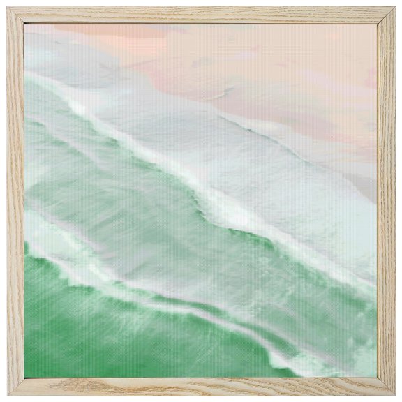 Diamond Painting Kits Green Ocean Waves 5D Diamond Painting Dots Gem Craft Framed Canvas Ombre Beach Spray Full Drill Diamond Art Paintings for Adults Beginners Living Room Wall Decor 12x12 Inch