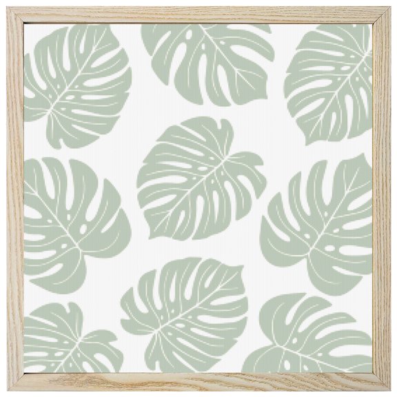 Diamond Painting Kits Green Palm Leaves 5D Diamond Painting Dots Gem Craft Framed Canvas Tropical Monstera Leaf Plant Full Drill Diamond Art Paintings for Living Room Wall Decor 12x12 Inch