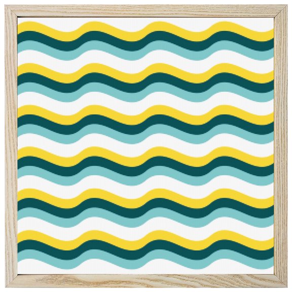 Diamond Painting Kits Green Waves Stripes 5D Diamond Painting Dots Gem Craft Framed Canvas Nautical Ocean Striped Full Drill Diamond Art Paintings for Living Room Wall Decor 12x12 Inch