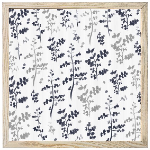 Diamond Painting Kits Grey Leaves 5D Diamond Painting Dots Gem Craft Framed Canvas Blue Leaf Branches Plants Full Drill Diamond Art Paintings for Adults Beginners Living Room Wall Decor 12x12 Inch