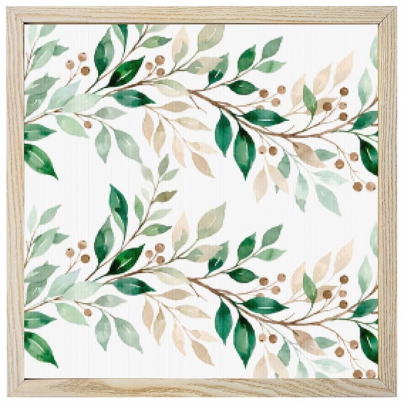 Diamond Painting Kits Leaves Branches 5D Diamond Painting Dots Gem Craft Framed Canvas Spring Botanical Leaf Berry Full Drill Diamond Art Paintings for Living Room Wall Decor 12x12 Inch